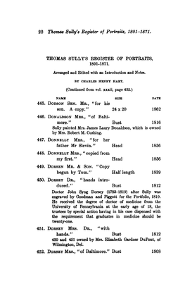 22 Thomas Bully's Register of Portraits, 1801-1871