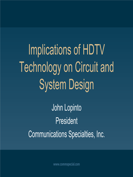 Implications of HDTV Technology on Circuit and System Design