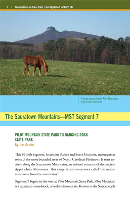 The Sauratown Mountains—MST Segment 7