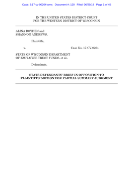 3:17-Cv-00264-Wmc Document #: 120 Filed: 06/29/18 Page 1 of 45