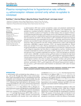 Plasma Norepinephrine in Hypertensive Rats Reflects Α2