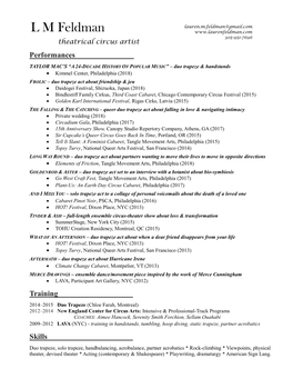 Circus Performance Resume