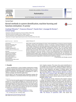 Kernel Methods in System Identification, Machine Learning and Function Estimation: a Survey✩