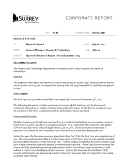 Mayor & Council DATE: July 16 , 2014 FROM: General Manager, Finance