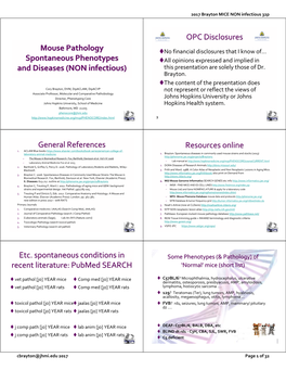 Mouse Pathology Spontaneous Phenotypes and Diseases (NON