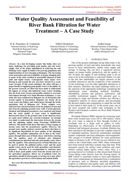 Water Quality Assessment and Feasibility of River Bank Filtration for Water Treatment – a Case Study