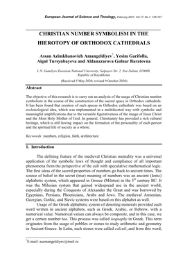 Christian Number Symbolism in the Hierotopy of Orthodox Cathedrals