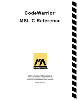 Codewarrior® MSL C Reference