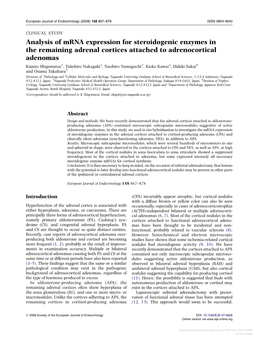 Analysis of Mrna Expression for Steroidogenic Enzymes in The