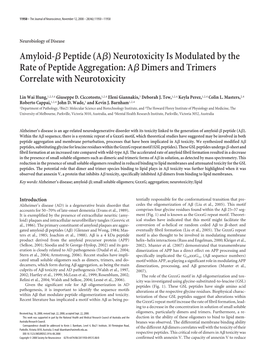 Amyloid-Яpeptide (AЯ) Neurotoxicity Is Modulated by the Rate of Peptide