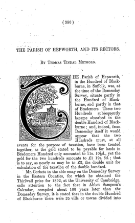 ( 380 ) the Parish of Hepworth, and Its Rectors. By
