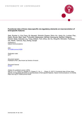 Functional Roles of Aves Class-Specific Cis-Regulatory Elements on Macroevolution of Bird-Specific Features