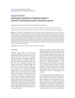 Eukaryotic Translation Initiation Factor 3 Subunit G Promotes Human Colorectal Cancer