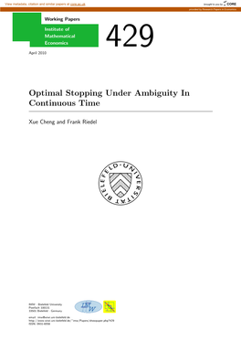 Optimal Stopping Under Ambiguity in Continuous Time