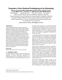 Towards a First Vertical Prototyping of an Extremely Fine-Grained Parallel