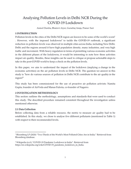 Analysing Pollution Levels in Delhi NCR During the COVID-19 Lockdown