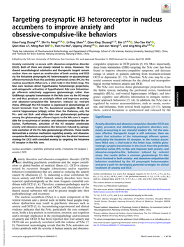 Targeting Presynaptic H3 Heteroreceptor in Nucleus Accumbens to Improve Anxiety and Obsessive-Compulsive-Like Behaviors