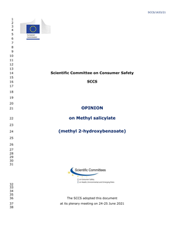 Opinion on Methyl Salicylate (Methyl 2-Hydroxybenzoate)