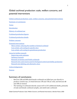 Global Cochineal Production: Scale, Welfare Concerns, and Potential Interventions