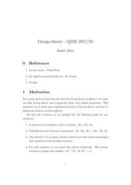 Group Theory - QMII 2017/18