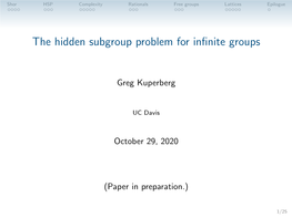 The Hidden Subgroup Problem for Infinite Groups