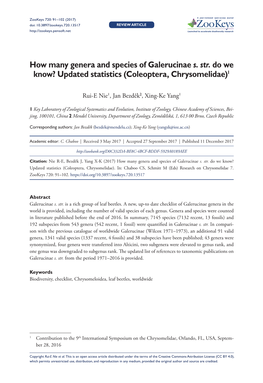 ﻿﻿﻿How Many Genera and Species of Galerucinae S. Str. Do We Know