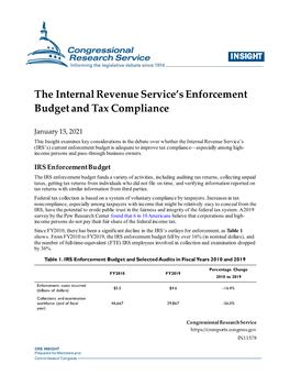 The Internal Revenue Service's Enforcement Budget and Tax