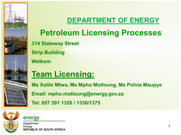 Petroleum Licensing Processes