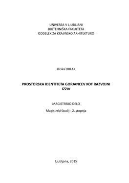 Prostorska Identiteta Gorjancev Kot Razvojni Izziv