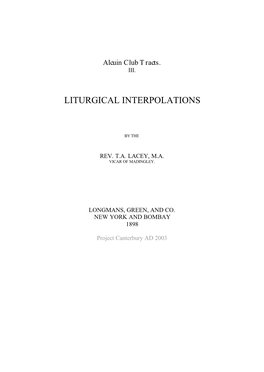 Liturgical Interpolations