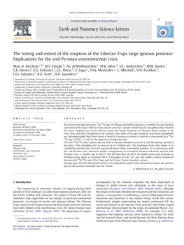 The Timing and Extent of the Eruption of the Siberian Traps Large Igneous Province: Implications for the End-Permian Environmental Crisis