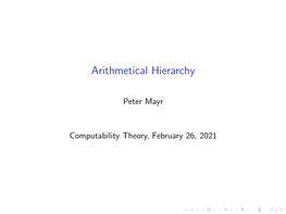 Arithmetical Hierarchy