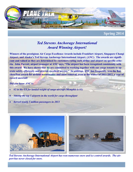 Spring 2014 Ted Stevens Anchorage International Award Winning Airport!