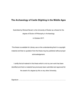 The Archaeology of Castle Slighting in the Middle Ages