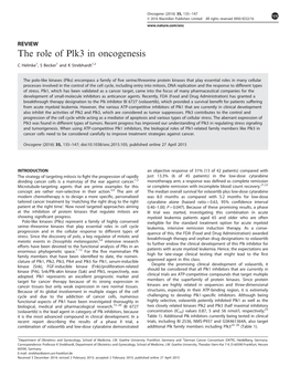 The Role of Plk3 in Oncogenesis