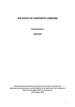 The Ethics of Corporate Lobbying