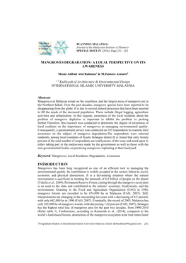 Mangroves Degradation: a Local Perspective on Its Awareness