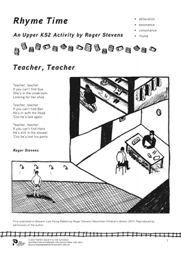 Rhyme Time •• Assonance •• Consonance an Upper KS2 Activity by Roger Stevens •• Rhyme