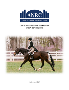 Anrc National Equitation Championships Rules and Specifications
