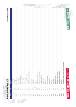 Special Days Calendar 2019 United Kingdom