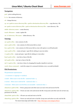 Linux Mint / Ubuntu Cheat Sheet