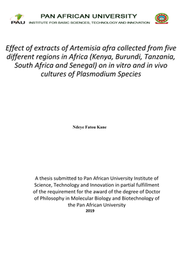 Effect of Extracts of Artemisia Afra Collected from Five