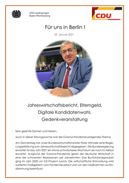 Newsletter Vom 29. Januar 2021