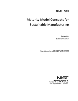Maturity Model Concepts for Sustainable Manufacturing