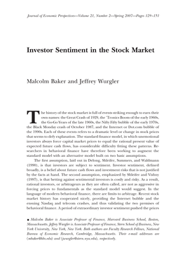 Investor Sentiment in the Stock Market