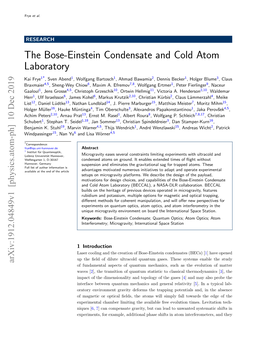 The Bose-Einstein Condensate and Cold Atom Laboratory