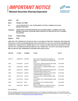 NSCC Important Notice