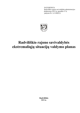 Radviliškio Rajono Savivaldybės Ekstremaliųjų Situacijų Valdymo Planas