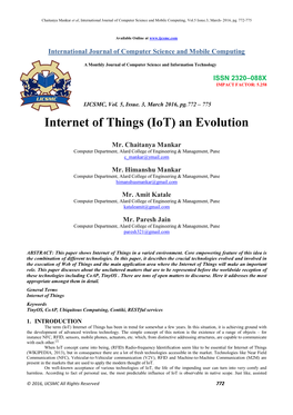 Iot) an Evolution