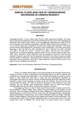 Annual Flood Analysis of Cisanggarung Watershed in Cirebon Regency